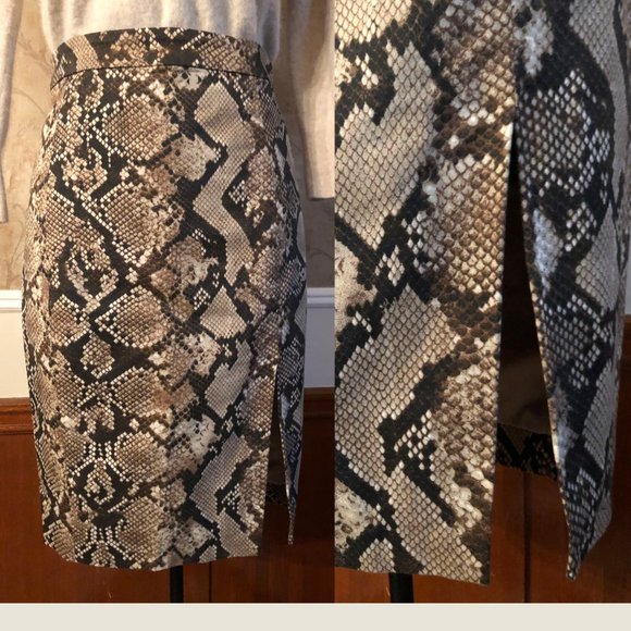Altuzarra Brown Snake Print Pencil Skirt With Side Slit, Size US 6 - Picture 3 of 11